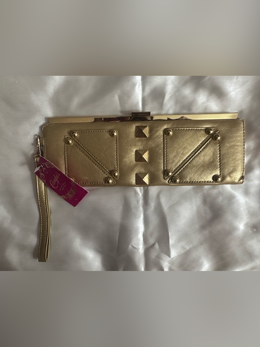 Candies Gold Studded Wristlet Clutch